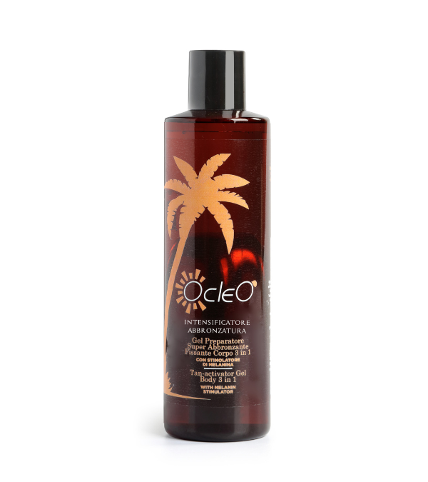 GEL PREPARATORE ABBRONZANTE - ATTIVANTE - FISSANTE CORPO 3 IN 1 con Stimolatore di Melanina Ocleò ml 250